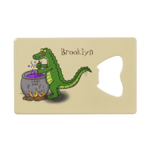 Funny green alligator kook cartoon creditkaart flessenopener
