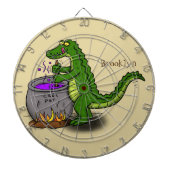 Funny green alligator kook cartoon dartbord (Voorkant)
