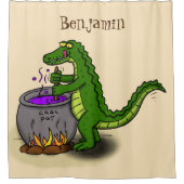 Funny green alligator kook cartoon douchegordijn (Voorkant)