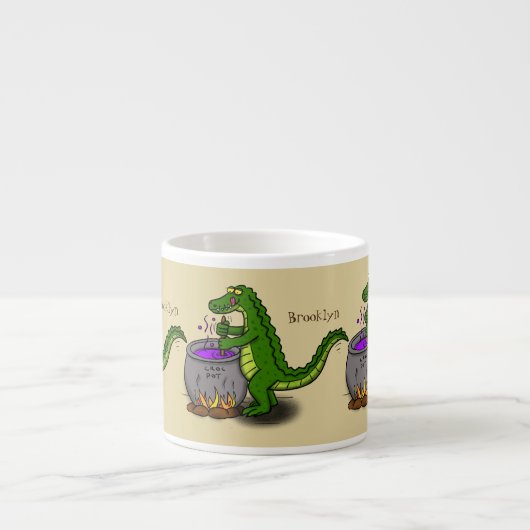 Funny green alligator kook cartoon espresso kop (Voorkant)