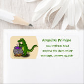 Funny green alligator kook cartoon etiket (Insitu)