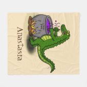 Funny green alligator kook cartoon fleece deken (Voorkant (Horizontaal))