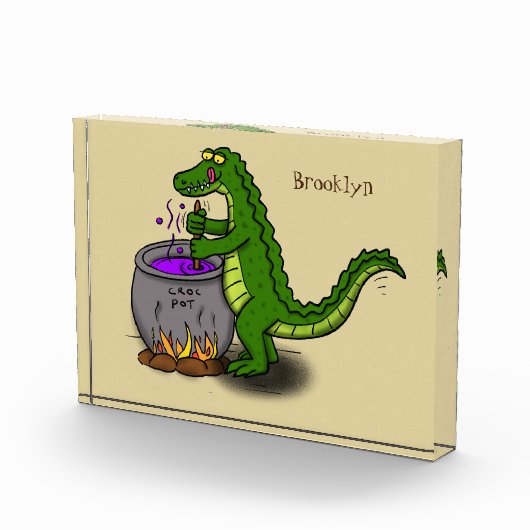 Funny green alligator kook cartoon fotoblokken (Rechts)