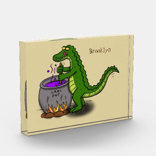 Funny green alligator kook cartoon fotoblokken (Links)