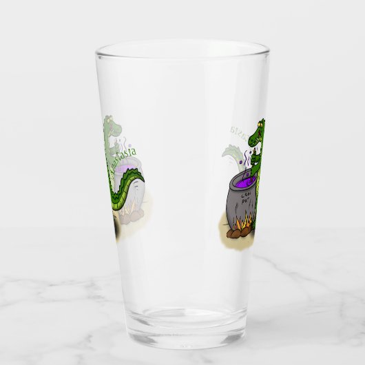 Funny green alligator kook cartoon glas (Links)