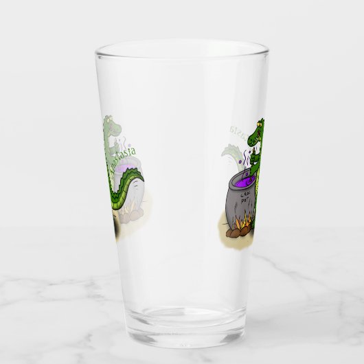 Funny green alligator kook cartoon glas (Rechts)