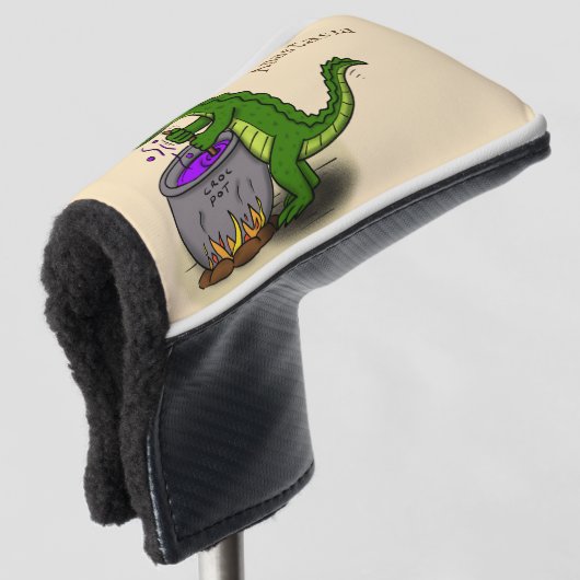 Funny green alligator kook cartoon golfheadcover (3/4 voorkant)