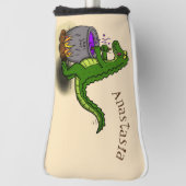 Funny green alligator kook cartoon golfheadcover (Draai 90)