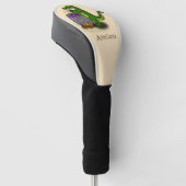 Funny green alligator kook cartoon golfheadcover (Schuin)