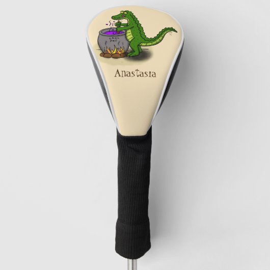 Funny green alligator kook cartoon golfheadcover (Voorkant)