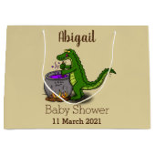 Funny green alligator kook cartoon groot cadeauzakje (Voorkant)