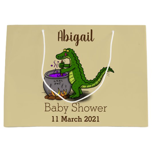 Funny green alligator kook cartoon groot cadeauzakje (Voorkant)