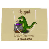 Funny green alligator kook cartoon groot cadeauzakje (Achterkant)