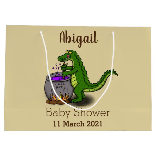 Funny green alligator kook cartoon groot cadeauzakje (Achterkant)