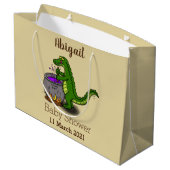 Funny green alligator kook cartoon groot cadeauzakje (Achterkant Gekanteld)