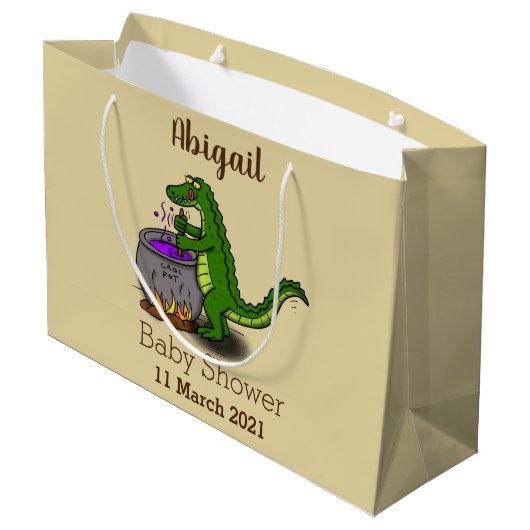 Funny green alligator kook cartoon groot cadeauzakje (Achterkant Gekanteld)