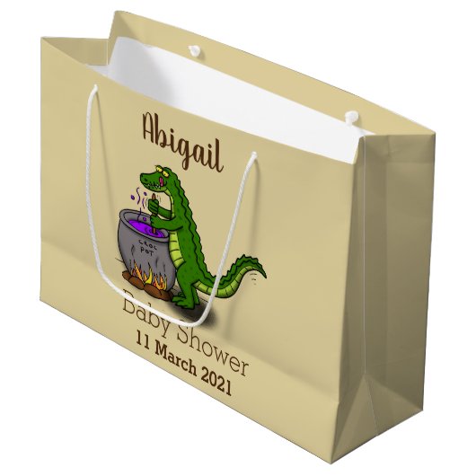Funny green alligator kook cartoon groot cadeauzakje (Voorkant Gekanteld)