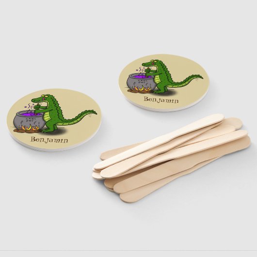 Funny green alligator kook cartoon handwaaier (Niet-gemonteerd)