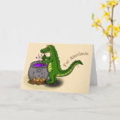 Funny green alligator kook cartoon kaart (Gele Bloem)