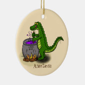 Funny green alligator kook cartoon keramisch ornament (Rechts)