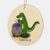 Funny green alligator kook cartoon keramisch ornament (Links)
