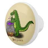 Funny green alligator kook cartoon keramische knop (Rechts)