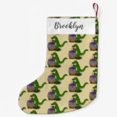 Funny green alligator kook cartoon kleine kerstsok (Achterkant)