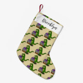 Funny green alligator kook cartoon kleine kerstsok (Voorkant (Hangend))