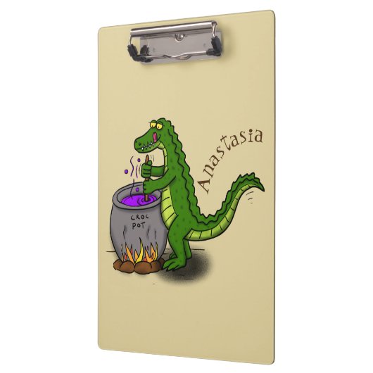 Funny green alligator kook cartoon klembord (Links)