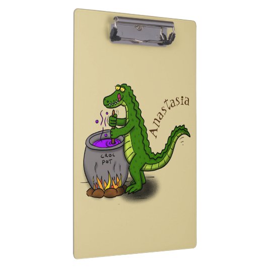 Funny green alligator kook cartoon klembord (Rechts)