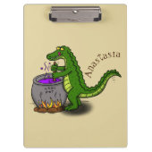 Funny green alligator kook cartoon klembord (Voorkant)