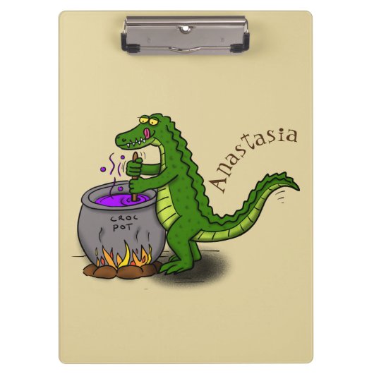 Funny green alligator kook cartoon klembord (Voorkant)