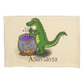 Funny green alligator kook cartoon kussensloop (Voorkant)