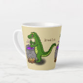 Funny green alligator kook cartoon latte mok (Linkerhoek)