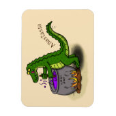 Funny green alligator kook cartoon magneet (Verticaal)