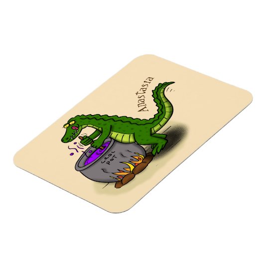 Funny green alligator kook cartoon magneet (Linkerzijde)