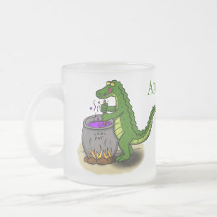 Funny green alligator kook cartoon matglas koffiemok