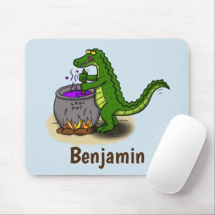 Funny green alligator kook cartoon muismat