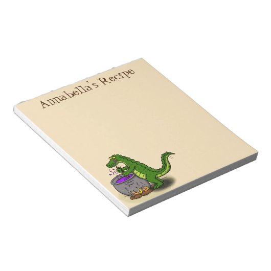 Funny green alligator kook cartoon notitieblok (Schuin)