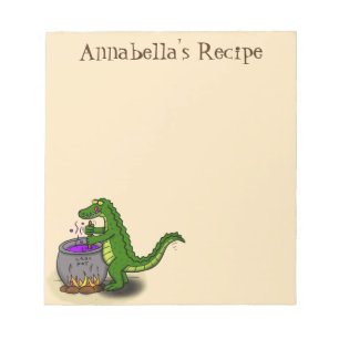 Funny green alligator kook cartoon notitieblok