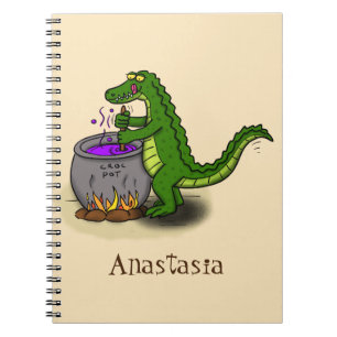 Funny green alligator kook cartoon notitieboek