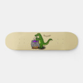 Funny green alligator kook cartoon persoonlijk skateboard (Horizontaal)
