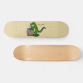 Funny green alligator kook cartoon persoonlijk skateboard (Horizontaal)