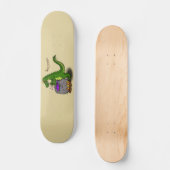 Funny green alligator kook cartoon persoonlijk skateboard (Voorkant)