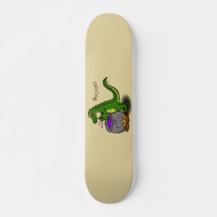 Funny green alligator kook cartoon persoonlijk skateboard