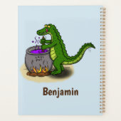 Funny green alligator kook cartoon planner (Achterkant)