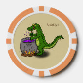 Funny green alligator kook cartoon poker chips (Voorkant)