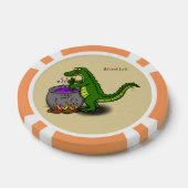 Funny green alligator kook cartoon poker chips (Enkel)