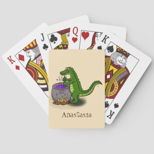 Funny green alligator kook cartoon pokerkaarten (Achterkant)