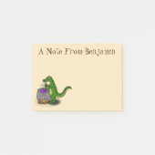 Funny green alligator kook cartoon post-it® notes (Voorkant)